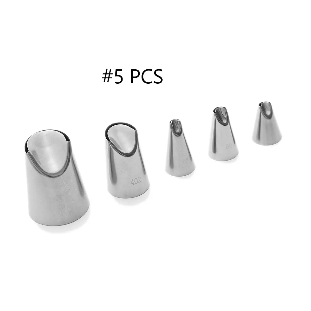 5PCS Насадка для пирожных с мороженым, цветами, травой, для украшения торта, практичная, из нержавеющей стали, для самостоятельной выпечки, инструменты для дома, гостиной, кухни, аксессуары - Цвет: 5PCS