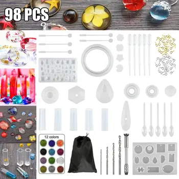 

Making Kit 98Pcs Jewelry Resin Casting Molds Earrings Jewelry Making Dies