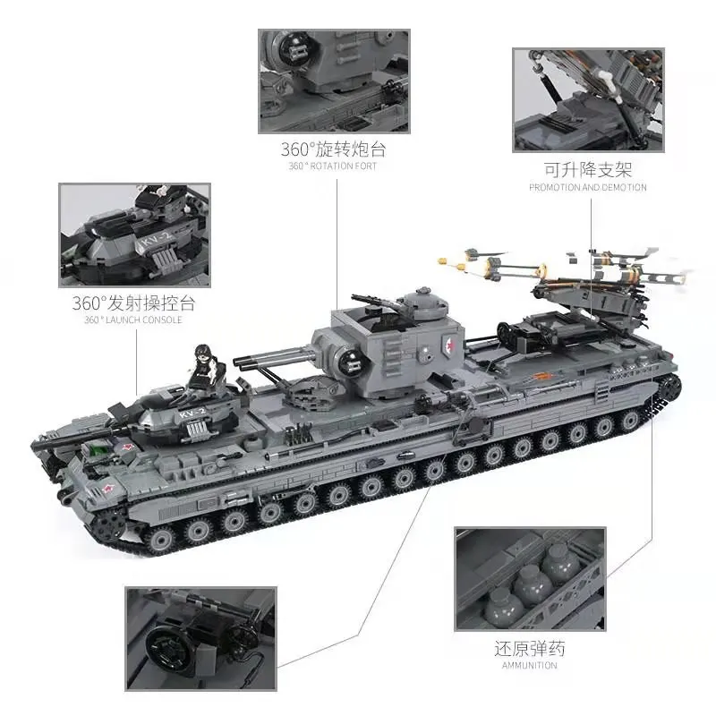 

XINGBAO Xb06006 Heavy Duty Tanks KV-2 Tank Model Assembled Inserted Building Blocks Educational ENLIGHTEN Toy