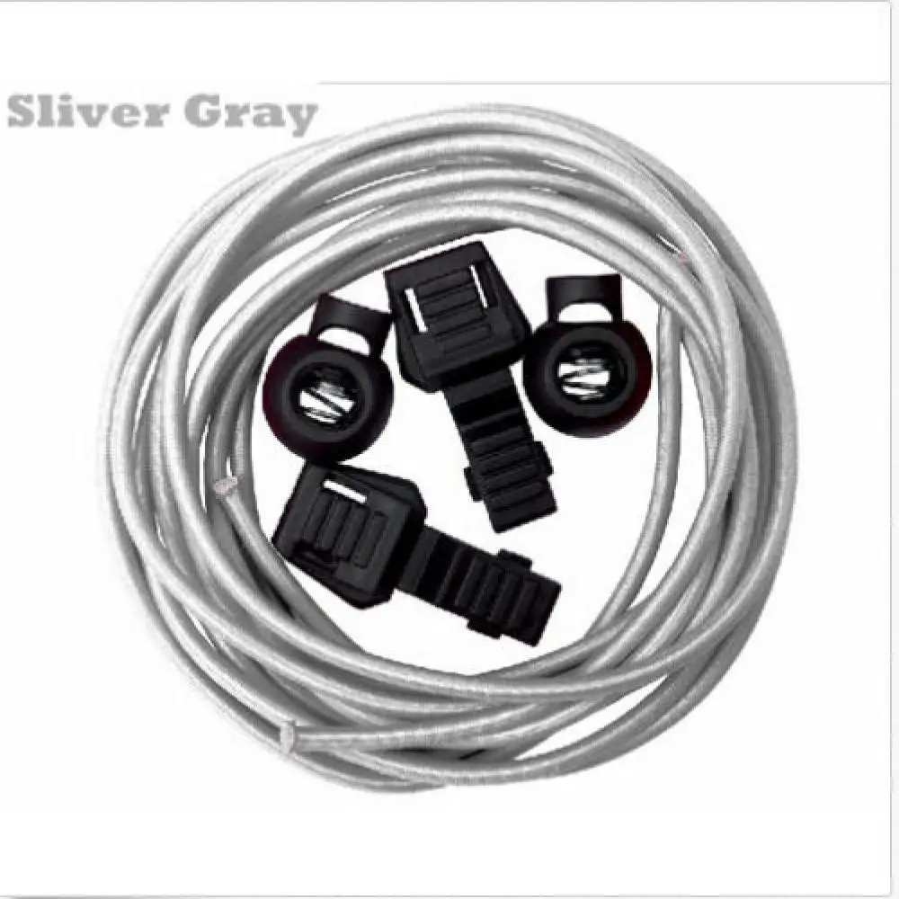 light gray Новинка! 1 пара цветных эластичных спортивных шнурков, шнурки для триатлона, тренировочные шнурки для бега, бега, ленивых шнурков, Новое поступление - Цвет: light gray