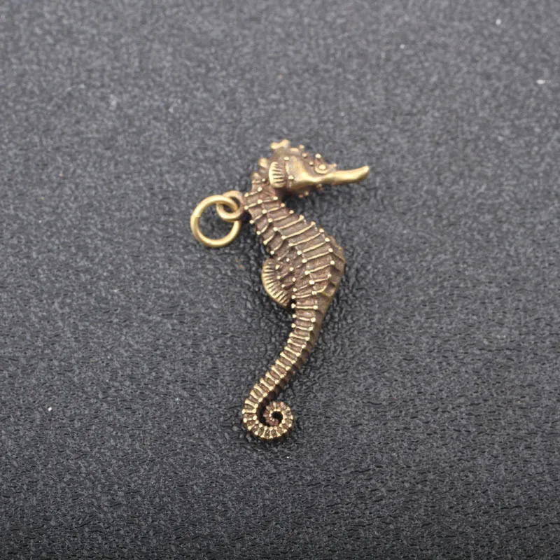 Винтажное милое кольцо для ключей из чистой латуни с подвеской в виде морского конька, медное подвесное ювелирное изделие, модный автомобильный брелок, подарки - Цвет: Hippocampus