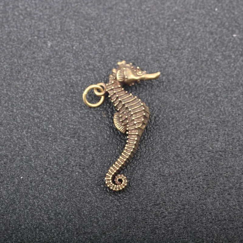 Hippocampus Винтажное милое кольцо для ключей из чистой латуни с подвеской в виде морского конька, медное подвесное ювелирное изделие, модный автомобильный брелок, подарки - Цвет: Hippocampus