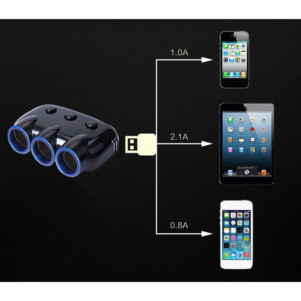 3 в 1 USB разъем DC6-30V Зажигалка сепаратор прикуриватель адаптер питания для радар-детектора спутникового радио зарядное устройство
