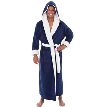 

Men Winter Pajamas Bathrobe Home Clothes Sleepwear Warm Plush Home Clothes Long Sleeve Mens Robes