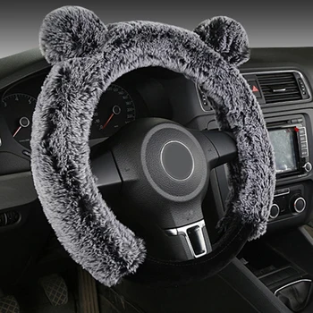 

2019 New Universal Soft Plush Spring Steering Wheel Cover Kit Winter Warm Faux Wool Fluffy Auto Car Interior Accessory For Women