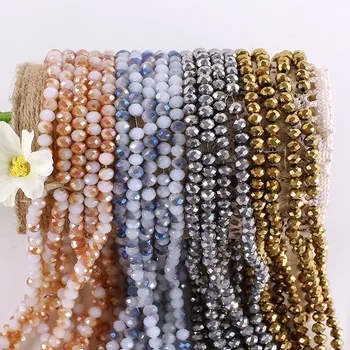

4mm Glass beads Coated facet beads making for jewelry necklace or braceles fashion beads shining beads metal color