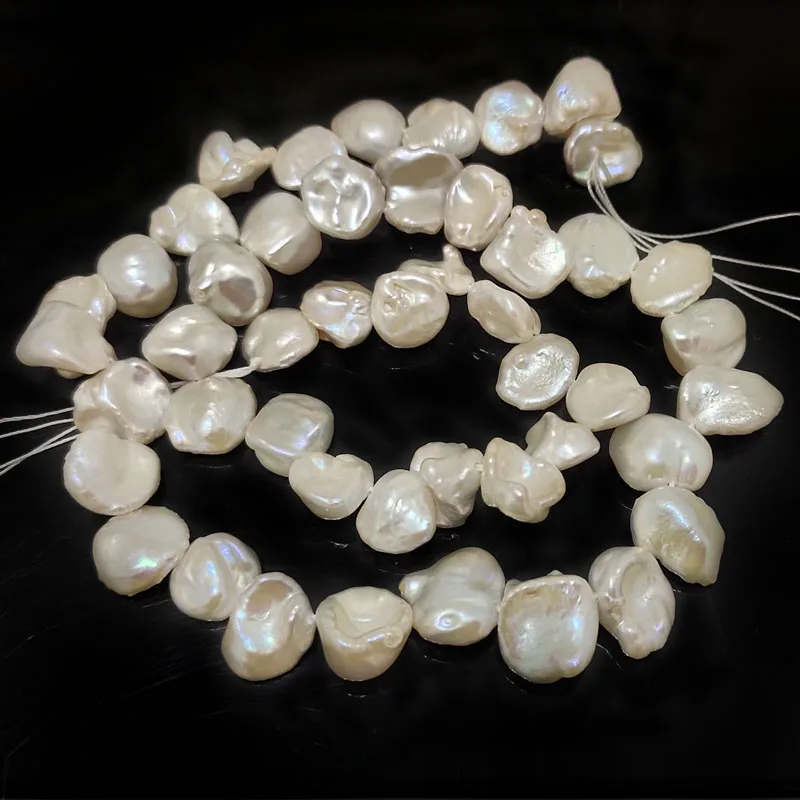 

16 inches 11-13mm Natural White Side Drilled Keshi Pearl Loose Strand