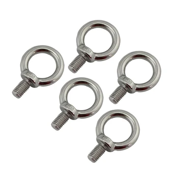 

5PCS DIN580 M6 Eye Bolt Stainless Steel 304 Rigging Hardware Eye Bolts Stainless