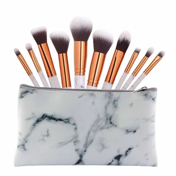 

Portable 10Pcs Makeup Brushes +bag Set combinationMultifunctional Marble makeup Brush Powder Eyeshadow Brush Beauty Tools#0109