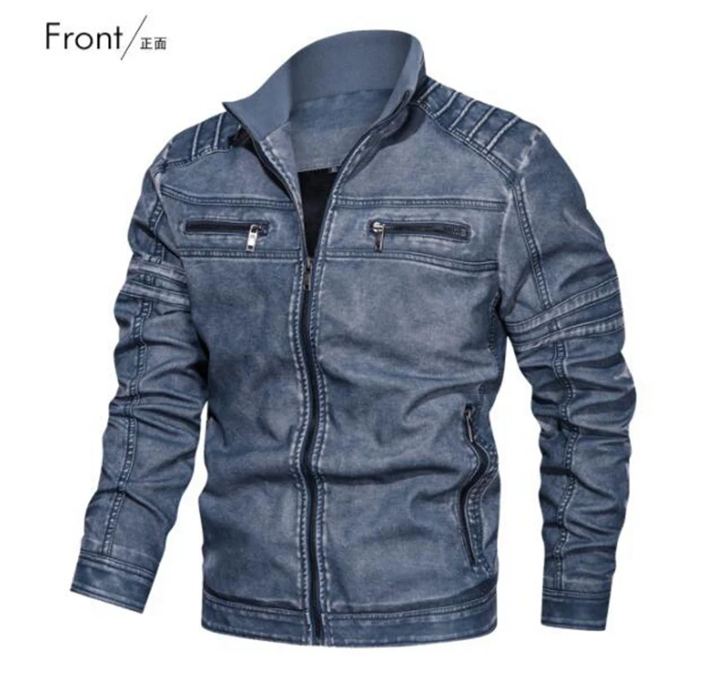 4XL 5XL мужские Куртки из искусственной кожи, Байкерский стиль, винтажные куртки на молнии с карманами, хаки, большие размеры 6XL, осенне-зимняя куртка