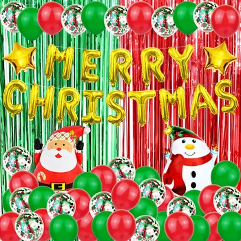 

2019 Merry Christmas Balloons Set Aluminum Film Latex Balloon Sequin Balloon Rain Curtain Stars Christmas Party Decoration Toys