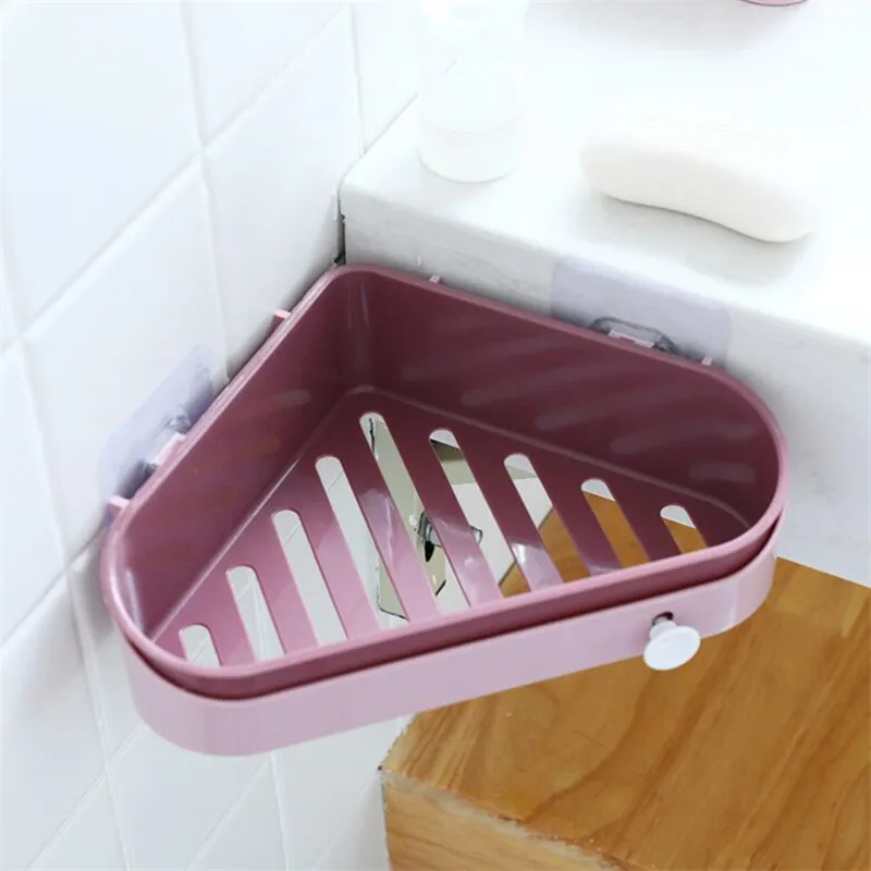 Double Layers Bathroom Shelf Adhesive Badkamer Rek Storage Rack Corner Shower Shelf Kitchen Home Decoration Bathroom Accessories