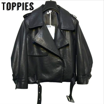 

2019 Winter Black Pu Leather Jacket Women Short Bomber Jacket Camouflage Batwing Sleeve Coat European and American Streetwear