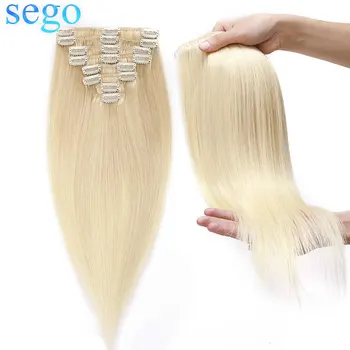 

SEGO 10"-24" Straight Clip in Hair Extensions Human Hair 8pc/Set Machine Remy Clip Ins Brazilian Hair 70g-120g