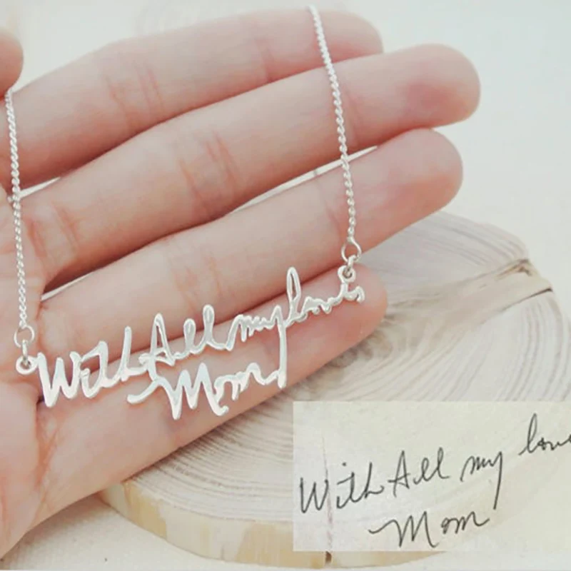 

Personalized Handwriting Double Name Necklace Gold Stainless Steel Ketting Engraved Signature Pendant Necklace Keepsake Jewelry