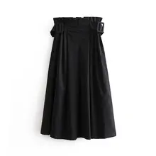 Женская модная юбка миди с эластичной резинкой на талии и боковой молнией; Осенняя Женская шикарная Повседневная стильная юбка с поясом; vestidos mujer QUN488