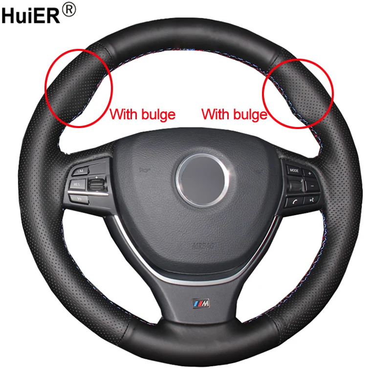 HuiER ручной швейный чехол рулевого колеса автомобиля дышащая черная кожа для BMW F10