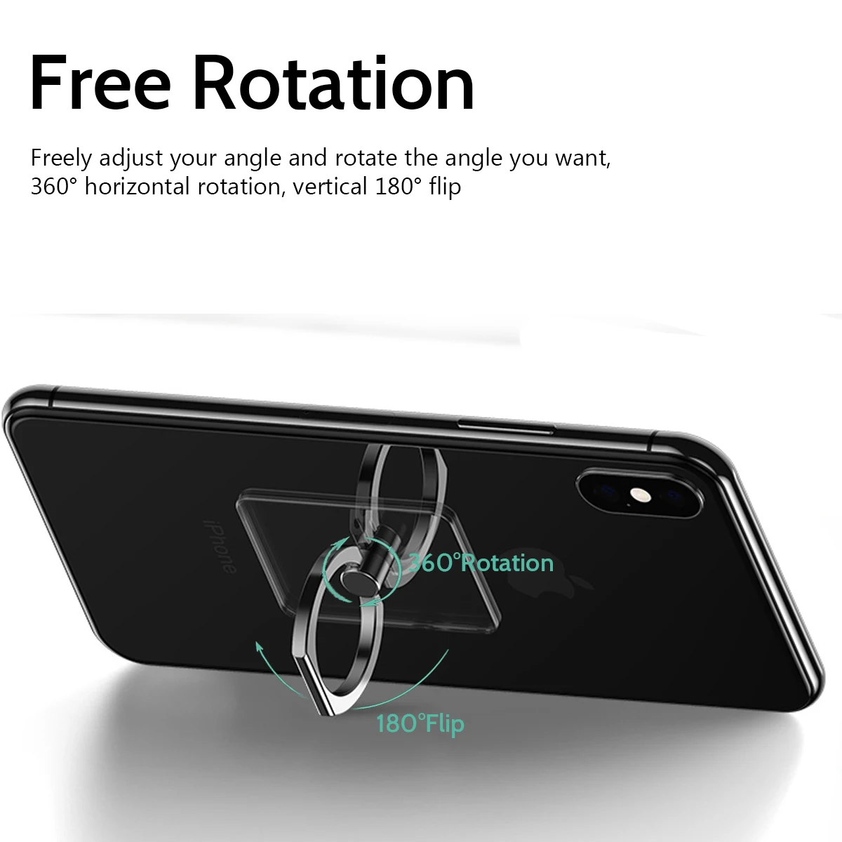 Transparent  Cell Phone Ring Holder Stand 360° Degree Rotation Clear Finger Grip Kickstand Compatible iPhones or Phone Case mobile stand for bike