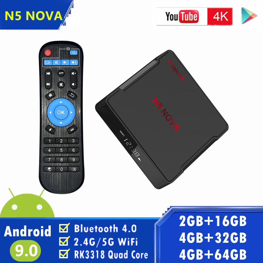 Magicsee N5 NOVA Android TV BOX RK3318 Quad Core 4G 32G/64G Rom 2.4G/5G Dual WiFi BT4.0 Smart tv 4K Android9.0 Set Top Box Magicsee N5 NOVA Android TV BOX RK3318 Quad Core 4G 32G/64G Rom 2.4G/5G Dual WiFi BT4.0 Smart tv 4K Android9.0 Set Top Box