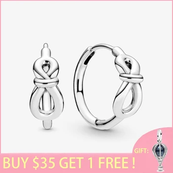 

2020 summer Authentic 100% 925 Sterling Silver Infinity Knot Hoop Earrings Unique Design ever Women Jewelry