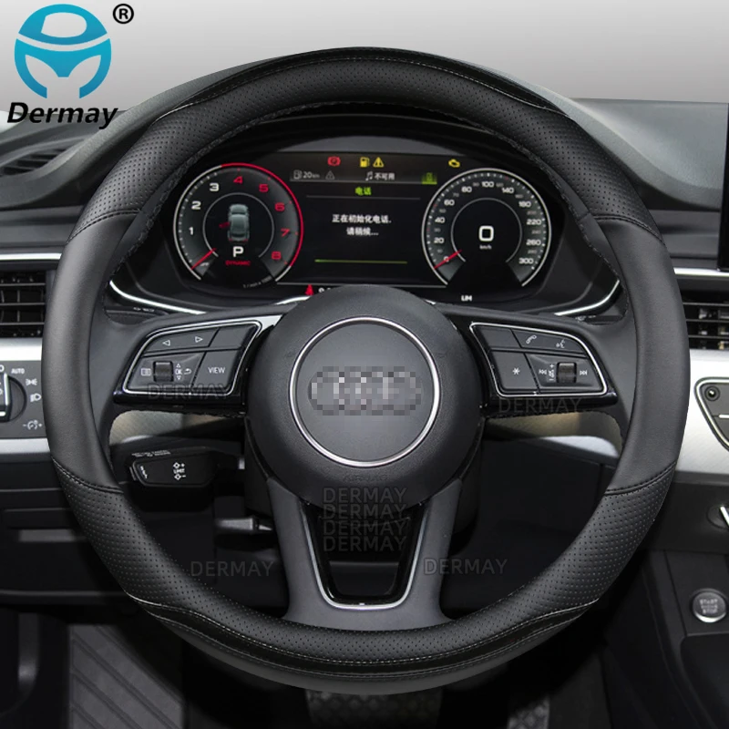 

Для Audi A5 Sportback Coupe Cabriolet S5 RS5 2007 ~ 2023 чехол рулевого колеса автомобиля из углеродного волокна + из искусственной кожи автомобильные аксессуары