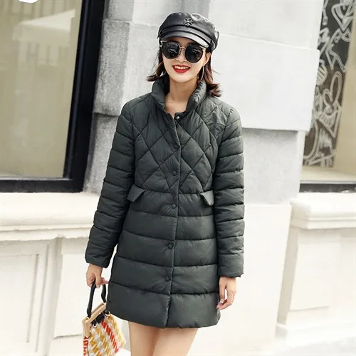 

Cotton Coat Women's Mid-length 2017 Winter New Style Fashion Stand Collar Cotton-padded Jacket Korean-style Slim Fit Slimming So
