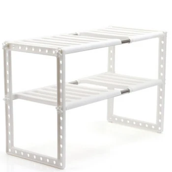 

Floor Type Shelf Stainless Steel Multifunction Condiment Kitchen Under Sink Double Layer Bowl Adjustable Extendable Storage Rack