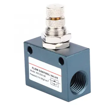 

ASC200-08 G1/4 Pneumatic Air Flow Speed Control Valve Aluminum Alloy Throttle Valve Air Flow Control Valve,