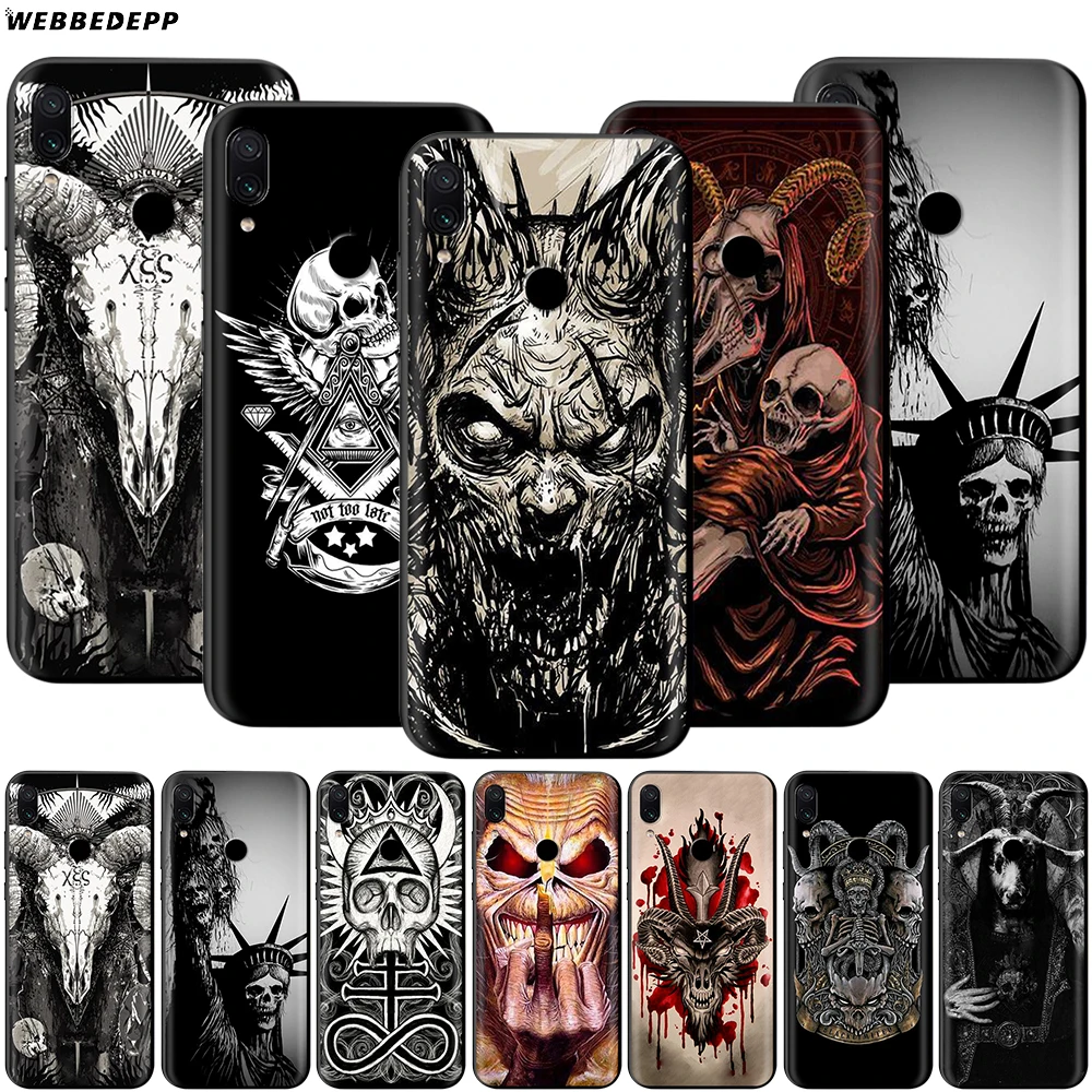 Satanic Scary Skull Case for Xiaomi Redmi Note 8 MI 3 6 9 A1 A2 A3 8A 6X 9T CC9 Lite SE Pro Max F1 10 | Мобильные телефоны и