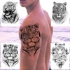 Grand autocollant de tatouage temporaire tigre Tigerish pour hommes et femmes, étiquette de tatouage temporaire, Art du corps, roi de la bête, henné, étanche 1