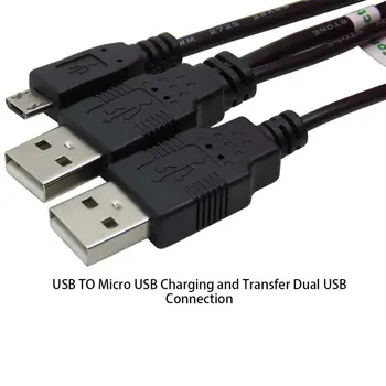 

USB 2.0 two Male to Micro USB 5P Male Y Cable 80cm for Hard Disk Drive Case Mobile Phone Cable for xiaomi for huawei Hot