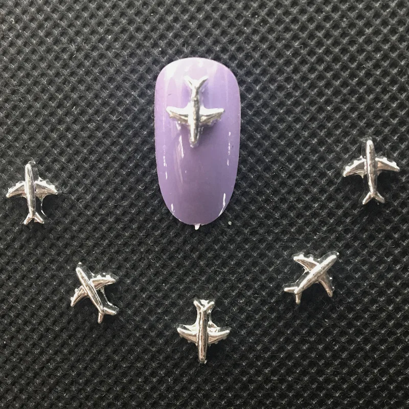 

3d Charms Nail Art Decorations Big Air Plane Metal Studs Nail Accessories Decorative Design for Women Manicures DIY