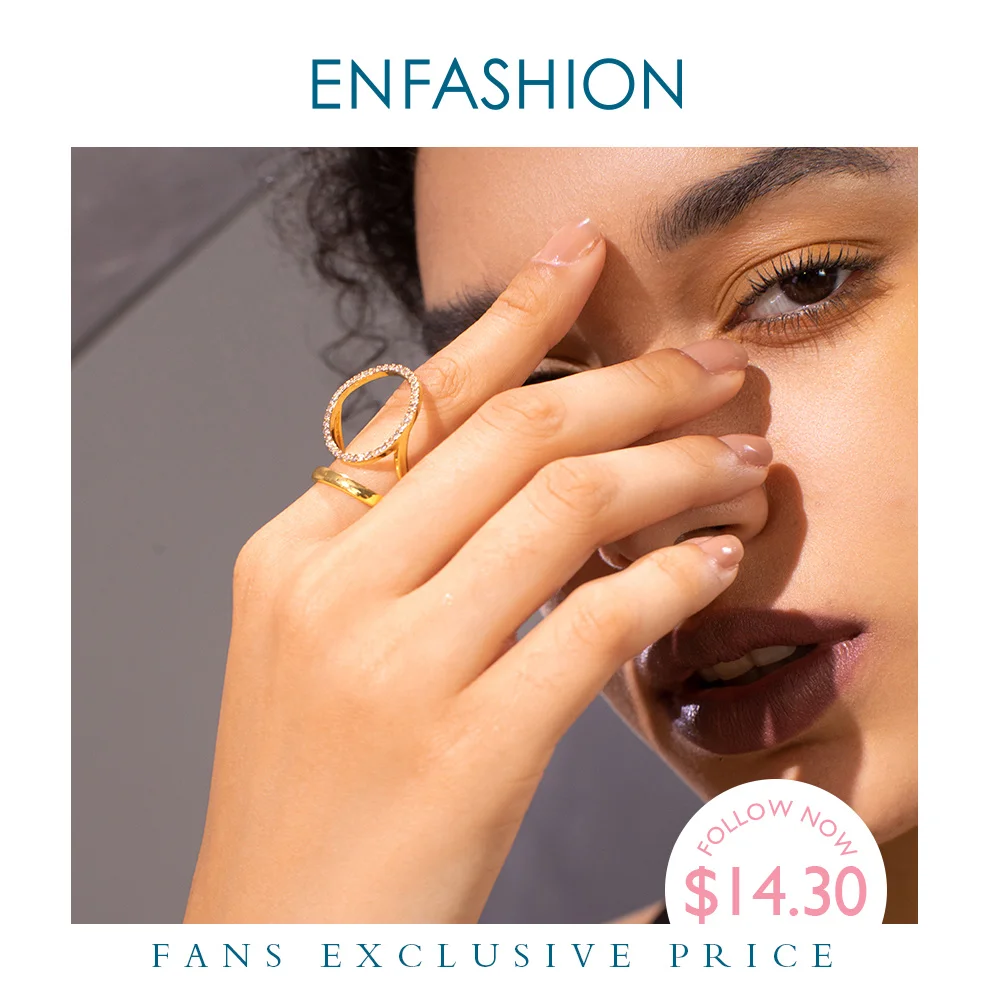 Женское кольцо с кристаллами ENFASHION золотистое на палец креативное модное