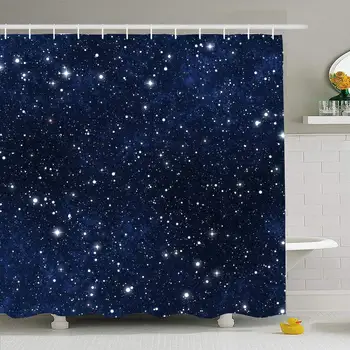 

Shower Curtain Set with Hooks 72x72 Space Star Filled Night Sky Blue Texture Starry Stars Transportation Dark Universe Textures