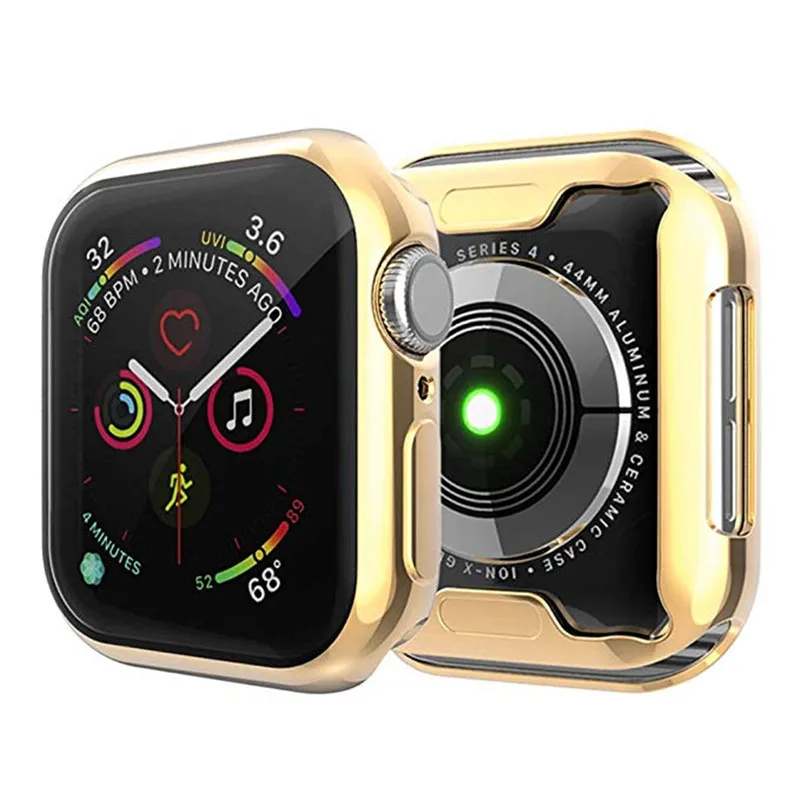 Gold Ультратонкое покрытие из ТПУ бампер для Apple Watch Case Series 4 44 мм 40 мм протектор экрана мягкий тонкий полный чехол для iWatch - Цвет: Gold