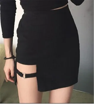 

Sexy Women's Skirts Mini Asymmetrical Saias Black High Waist Female Jupe Design Faldas Female Personality Party Skirt