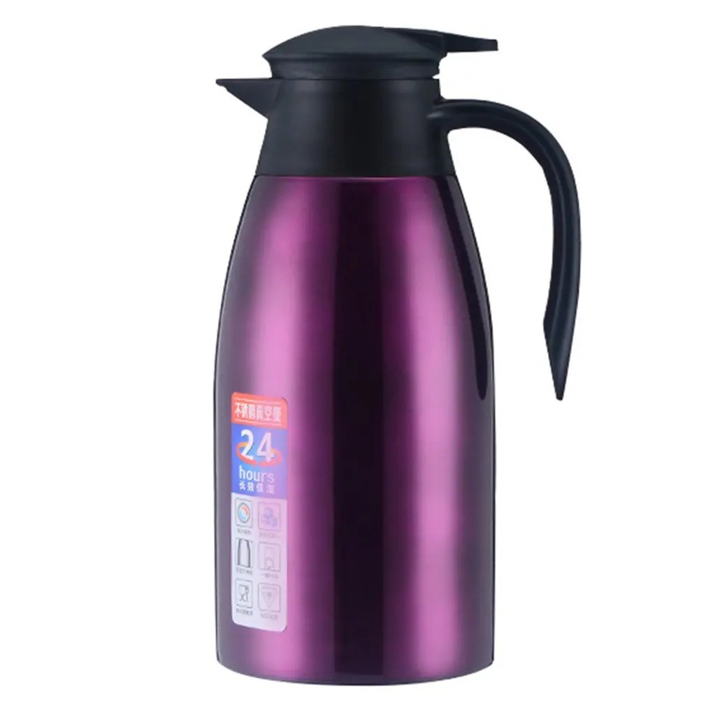 Normal Purple 2L вакуумная колба из нержавеющей стали кофе горячих напитков контейнерный горшок двойной изоляции термос бутылка с чайником герметизирующая пробка - Цвет: Normal Purple