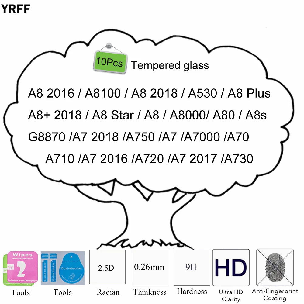 10 шт. 2.5D с уровнем твердости 9H для samsung Galaxy A8S A80 A8 плюс A70 A7 A750 A710 закаленное Стекло защитный Экран защитная пленка