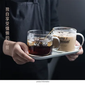 

Creative nordic wind wine glasses mug milk glass coffee cup high borosilicate large capacity heat-resistant tea cup glp23