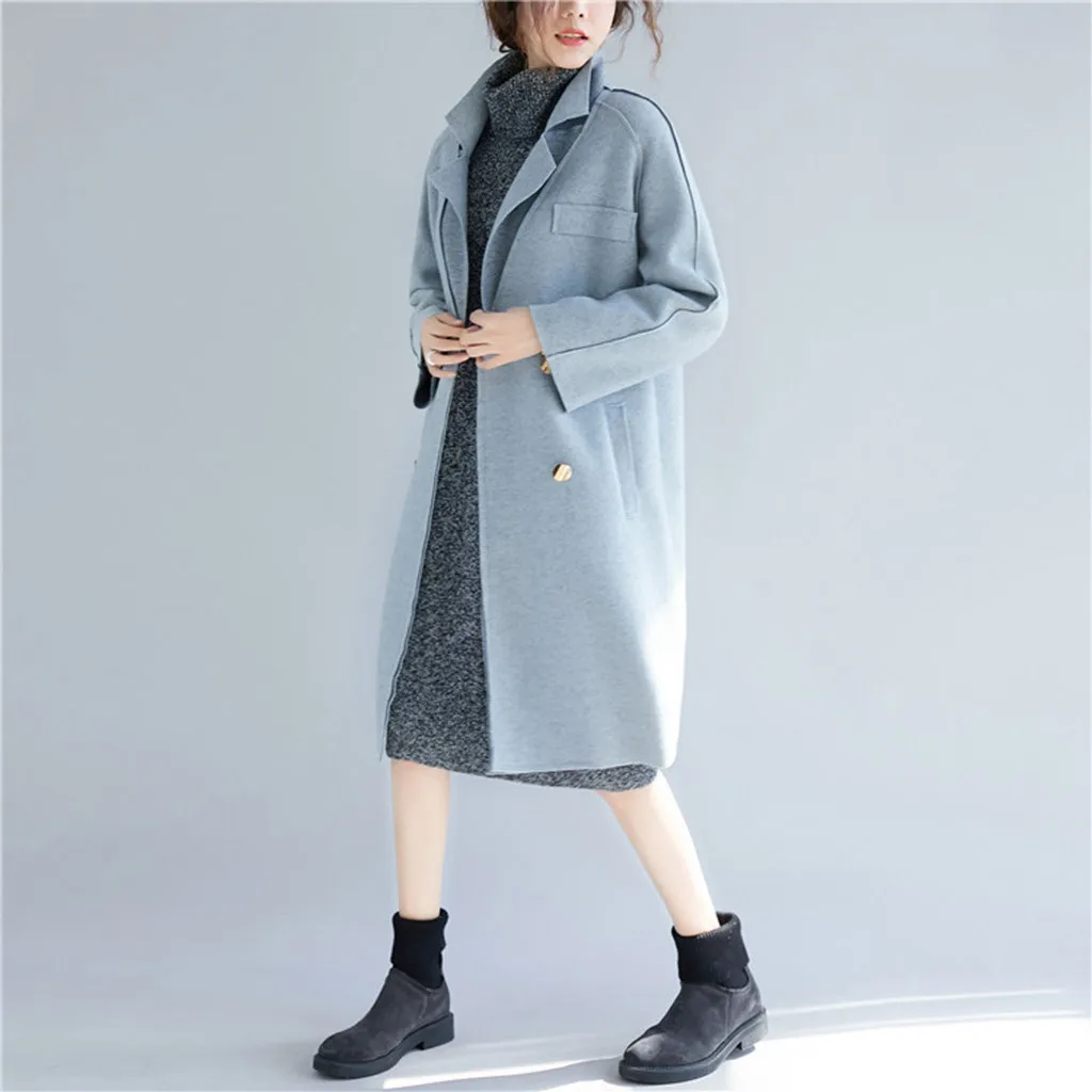 Manteau femme abrigo mujer шерстяное пальто для женщин с квадратным воротником прямое шерстяное Женское зимнее пальто средней длины на коленях для женщин casaco