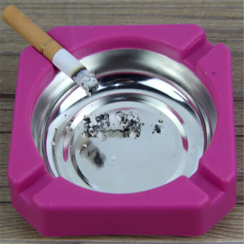 Home Ashtray New Candy Colored Plastic Stainless Steel Square Edging Office Advertising Cigarette Accessories | Дом и сад