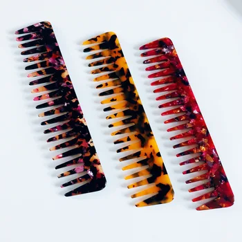 

3 colors Hair Styling Comb Fiber Resin Household Comb Anti-static Comb Marble Pattern Hairdressing Comb