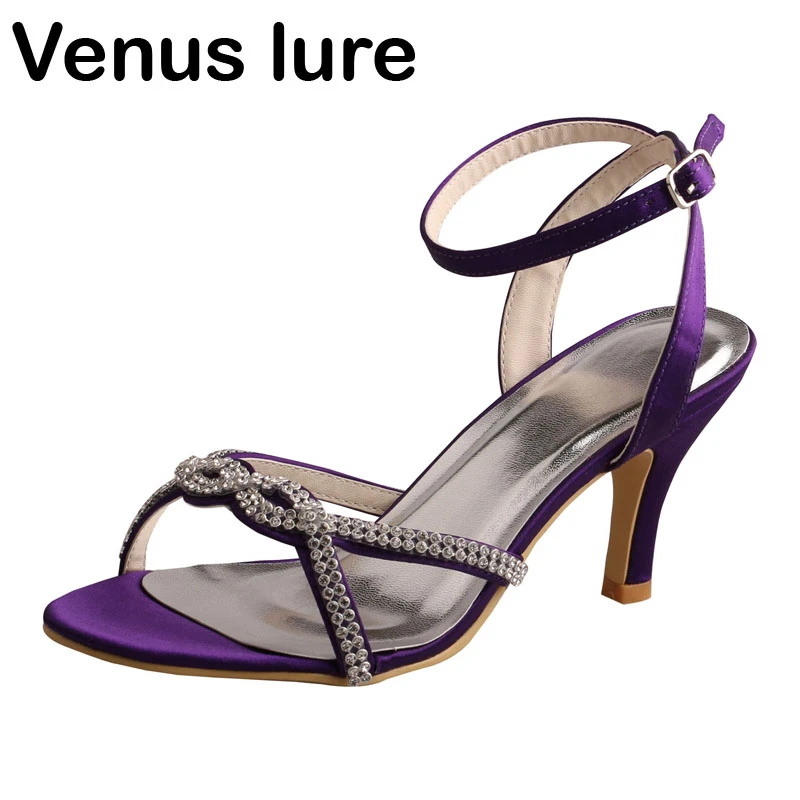 Sandalias de lujo para tacones de satén púrpura, sandalias de para mujer|Sandalias de - AliExpress