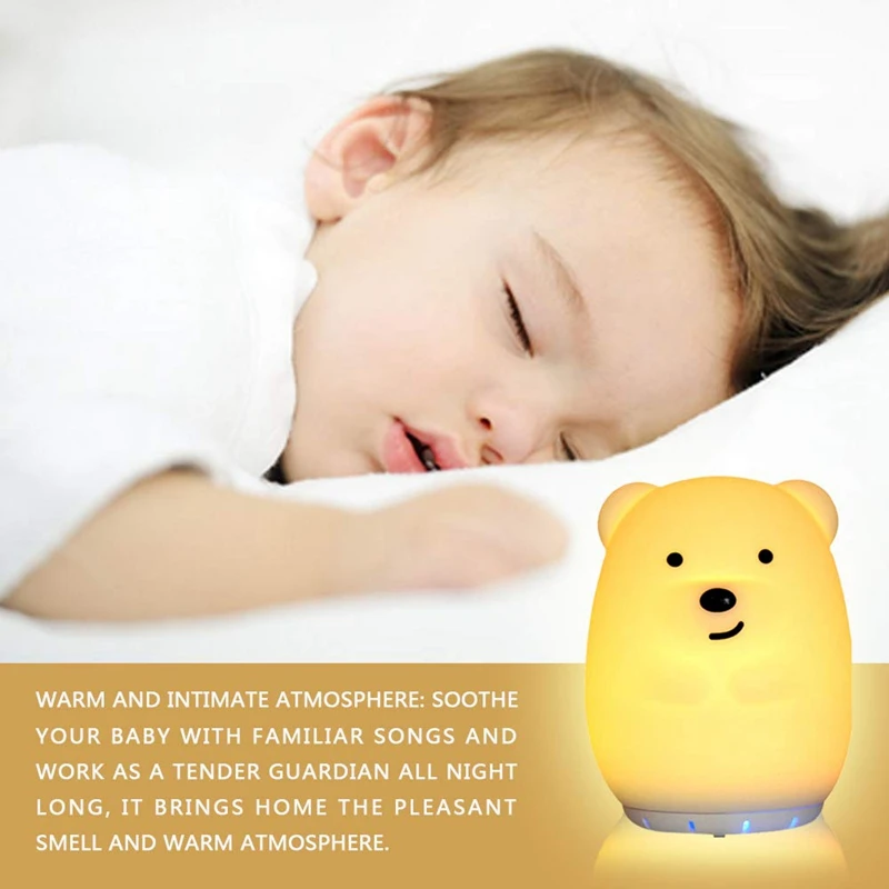 Детский Bluetooth музыкальный динамик с ночным светильник, милый медведь портативный и Перезаряжаемый ребенок Колыбельная пустышка лучший подарок для ребенка