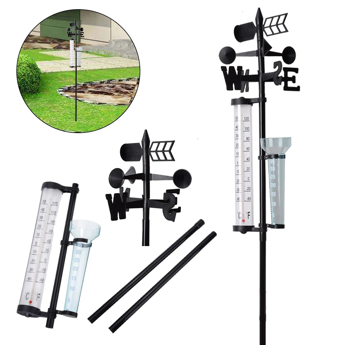 Многофункциональный Открытый сад Метеостанция метеомера лопасти инструмент ветер дождь датчик температуры инструменты