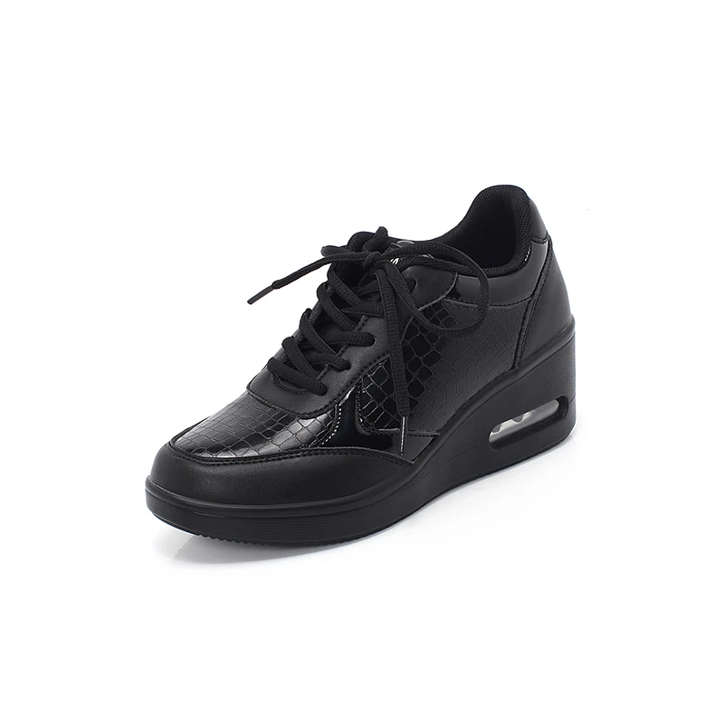 Женская обувь для фитнеса; светильник со шнуровкой, визуально увеличивающий рост; нескользящая подошва высокого качества; женская спортивная обувь - Цвет: Black 1