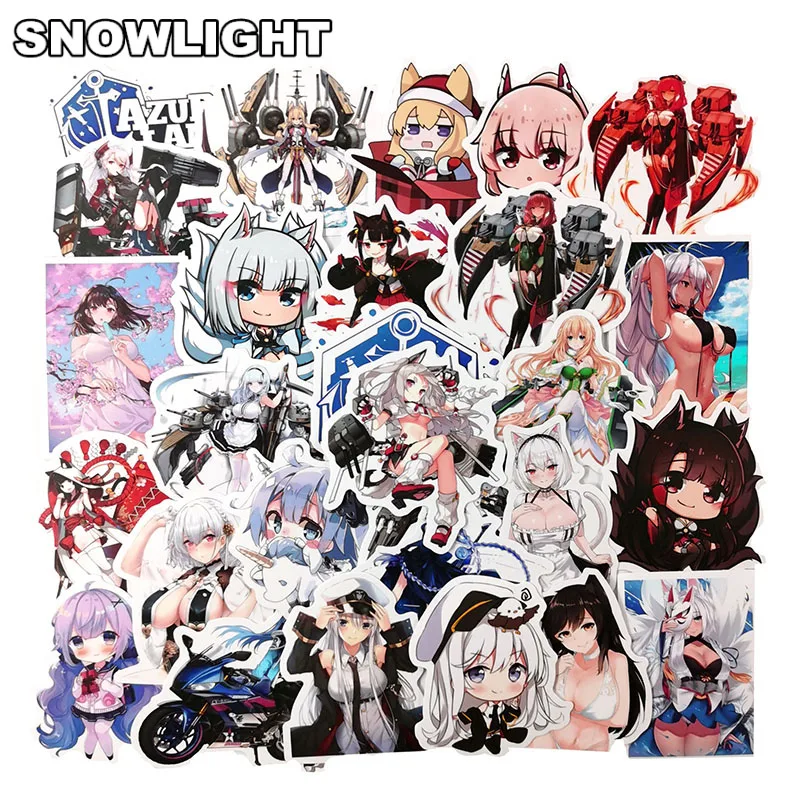 50Pcs/set Cartoon Azur Lane Anime Graffiti Stickers For Scrapbook Motorcycle Guitar Laptop Skateboard PVC Waterproof Stickers