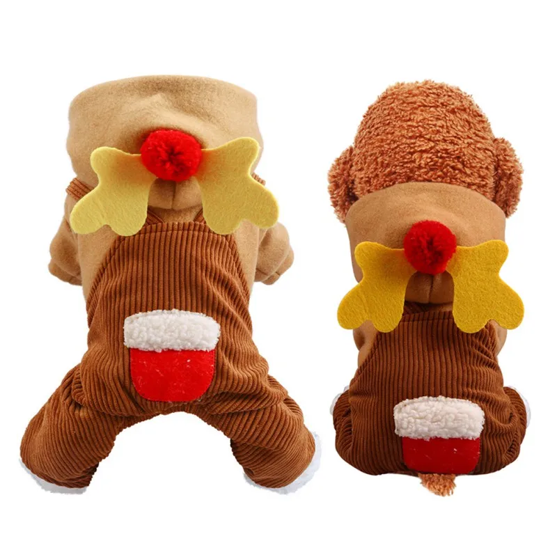 

Pet Dog Clothes Funny Christmas Elk Modeling Hoodies Costume Thicken Warm Cartoon Jumpsuit Jacket for Small Middle Dog Chihuahua