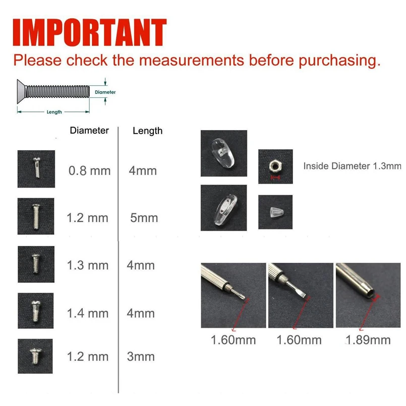 Инструменты для ремонта солнцезащитных очков, очки и очки, набор для ремонта солнцезащитных очков(винт+ Пинцет+ гайка+ носовая накладка) A001