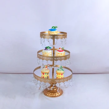 

Mirror Round Metal Cake Stand Plate Home Wedding Birthday Party cake stand cake tool New Europea